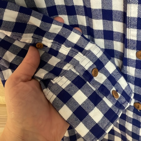 J.Crew size 00 Blue and White Checker Plaid Casual Button Down Long Sleeve Shirt - Picture 6 of 7